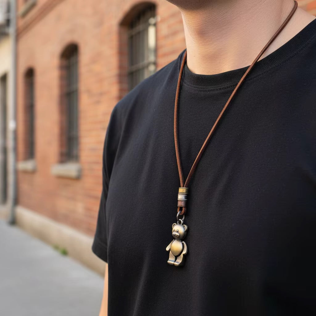 Vintage Look Necklace for Men with Toy Pendant