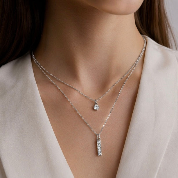 HOVANCI 18K PVD Double Layer with Zircon Pendent Dainty Choker
Necklace (40+5cm)