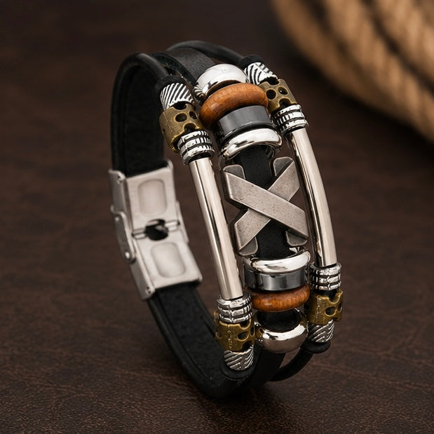 Handmade Bohemian style Leather Bracelets with Steel Clasp