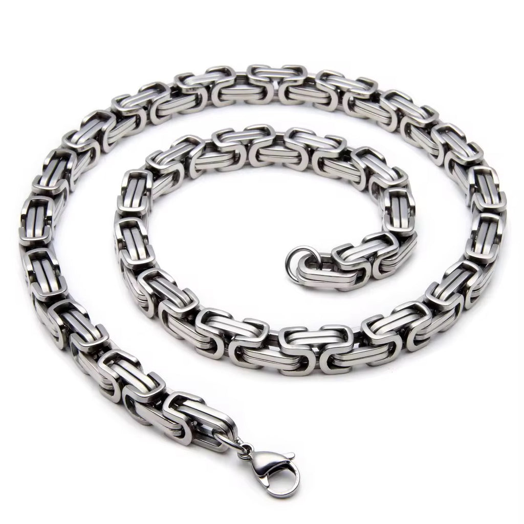 Domineering Personality Men Jewellery Stainless Steel Heavy Necklace Silver (50cm / 8mm thickness)