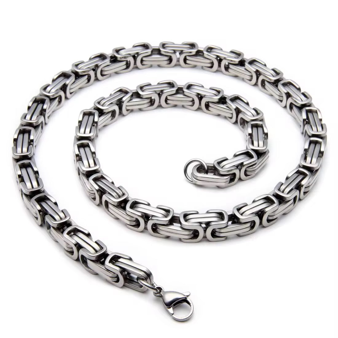 Domineering Personality Men Jewellery Stainless Steel Heavy Necklace Silver (50cm / 8mm thickness)