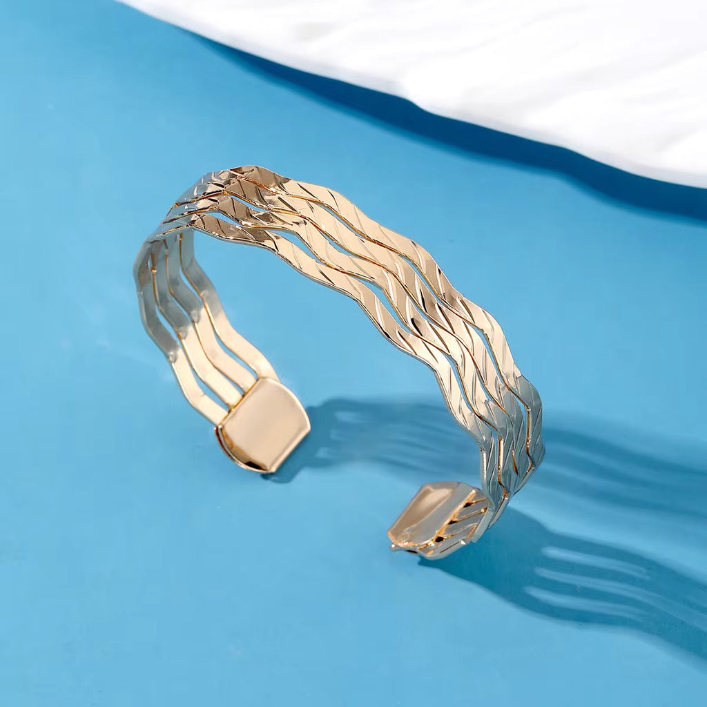 New Trendy Gold Plated Punk Style Bracelets for Women (Free Size)