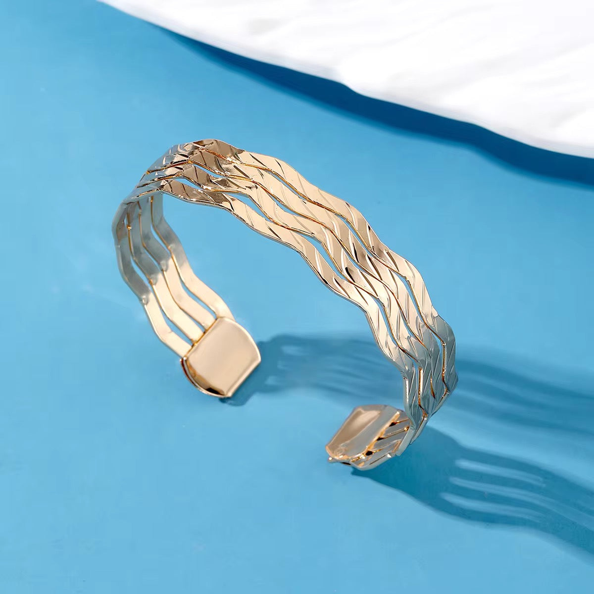 New Trendy Gold Plated Punk Style Bracelets for Women (Free Size)