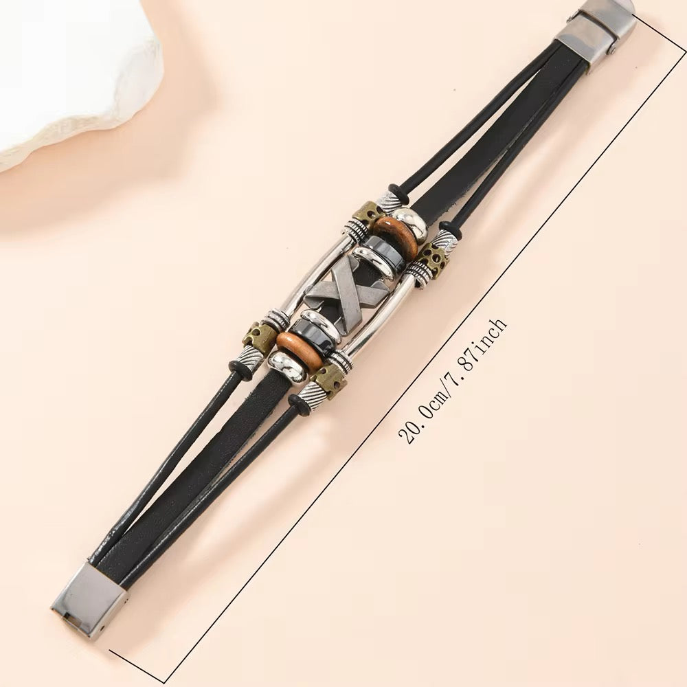 Handmade Bohemian style Leather Bracelets with Steel Clasp