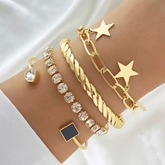 Vintage Punk Jewellery Gold Tennis Bracelet sets for Women