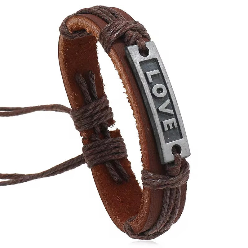 Love Center piece design Leather Bracelet