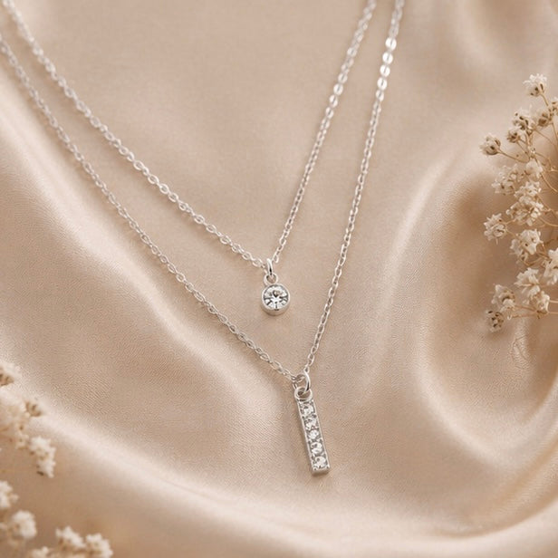HOVANCI 18K PVD Double Layer with Zircon Pendent Dainty Choker
Necklace (40+5cm)