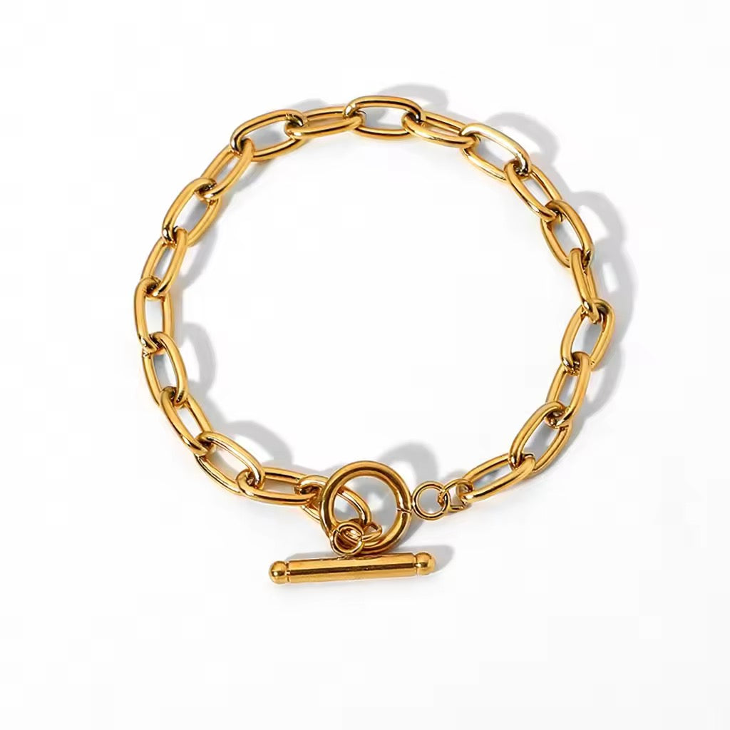 Stainless Steel Fade Resistant - Waterproof 18k Gold Plated Women Bracelet (Free Size)