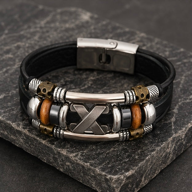 Handmade Bohemian style Leather Bracelets with Steel Clasp