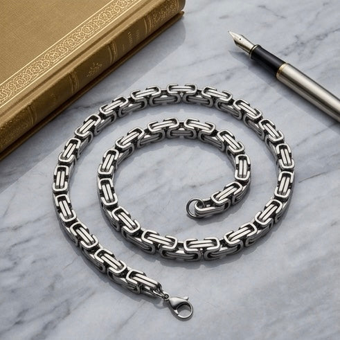 Domineering Personality Men Jewellery Stainless Steel Heavy Necklace Silver (50cm / 8mm thickness)