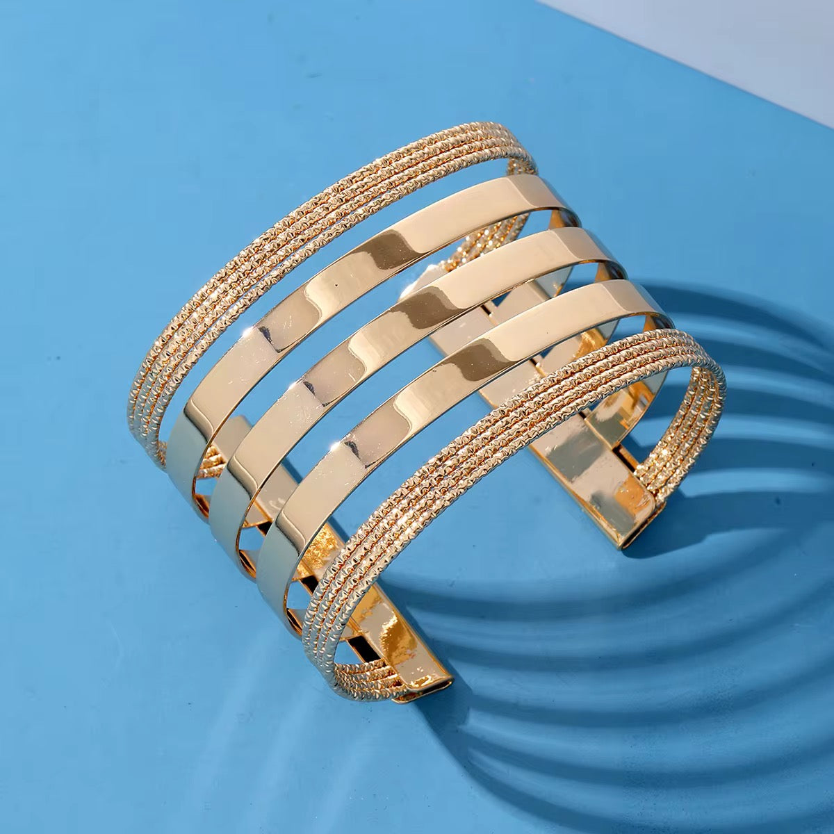 New Trendy Gold Plated Punk Style Bracelets for Women (Free Size)