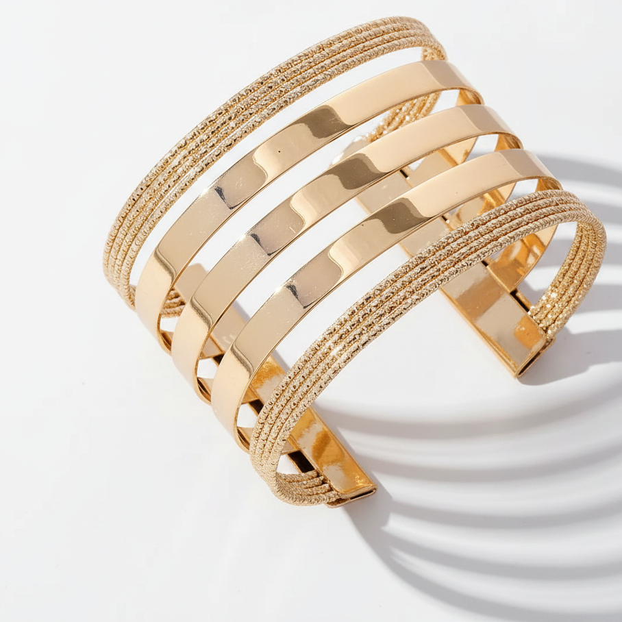 New Trendy Gold Plated Punk Style Bracelets for Women (Free Size)