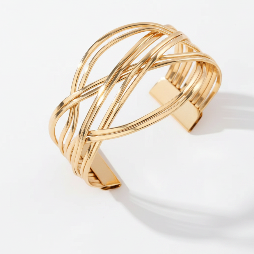 New Trendy Gold Plated Punk Style Bracelets for Women (Free Size)