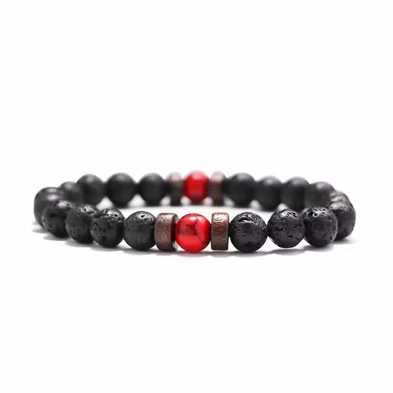 Vintage Natural Stone Bead with Wood Spacer Bracelets for Daily wear