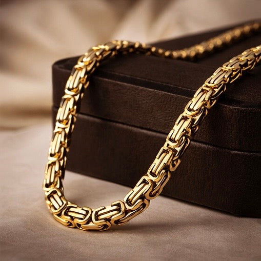 Domineering Personality Men Jewellery Stainless Steel Heavy Necklace Gold plated (50cm / 8mm thickness)