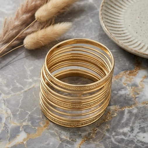 New Trendy Gold Plated Punk Style Bracelets for Women (Free Size)