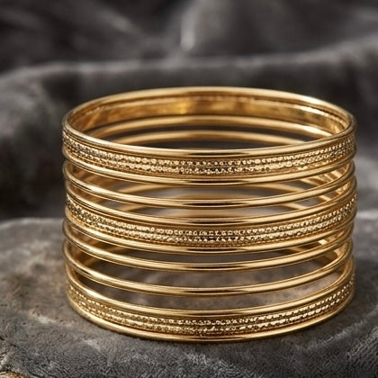 New Trendy Gold Plated Punk Style Bracelets for Women (Free Size)