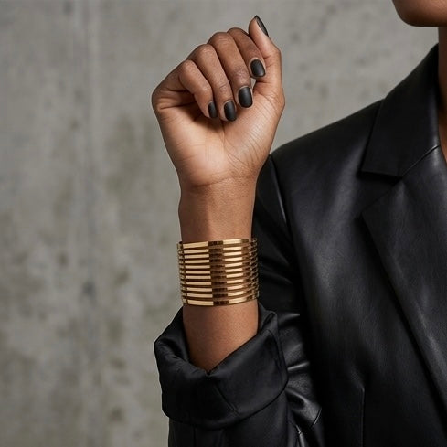 New Trendy Gold Plated Punk Style Bracelets for Women (Free Size)