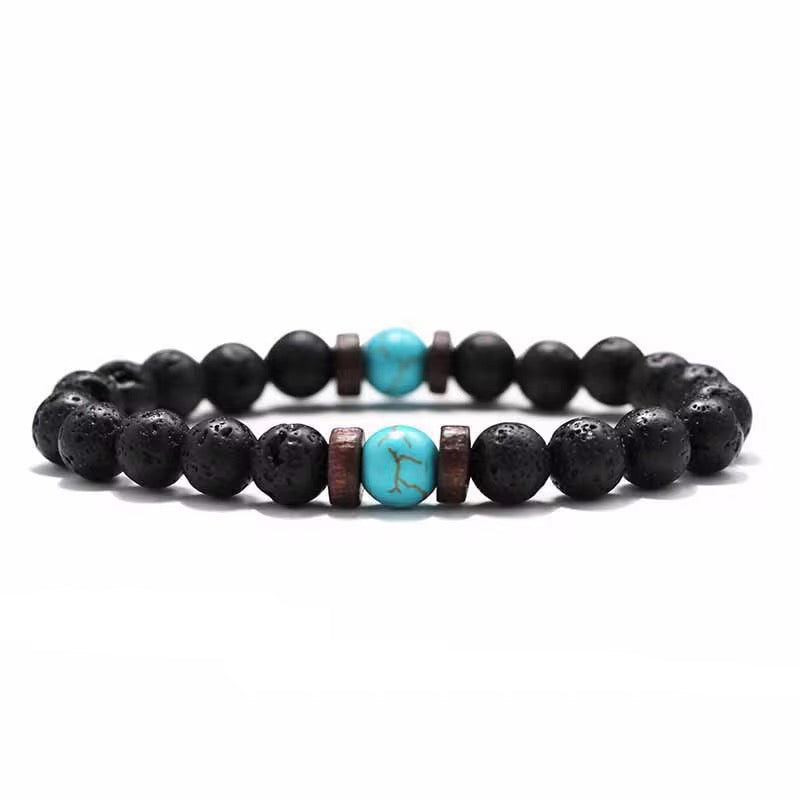 Vintage Natural Stone Bead with Wood Spacer Bracelets for Daily wear
