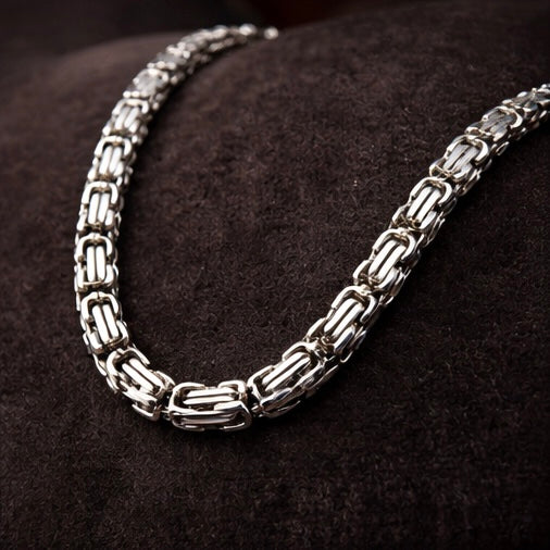 Domineering Personality Men Jewellery Stainless Steel Heavy Necklace Silver (50cm / 8mm thickness)