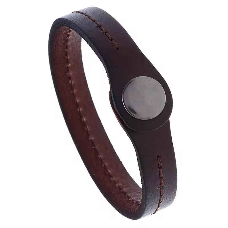 Vintage look simple design Genuine Leather bracelet bangle style for Men and Women