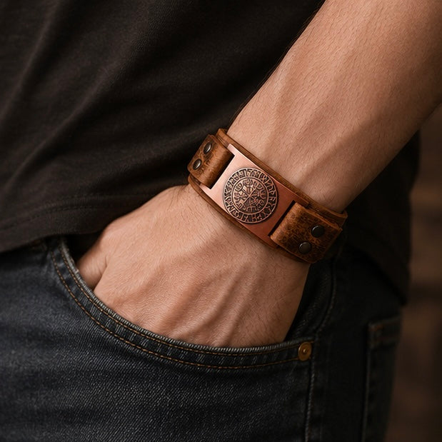 Popular Nordik Viking style cuff Bracelet alloy iron antique copper plated