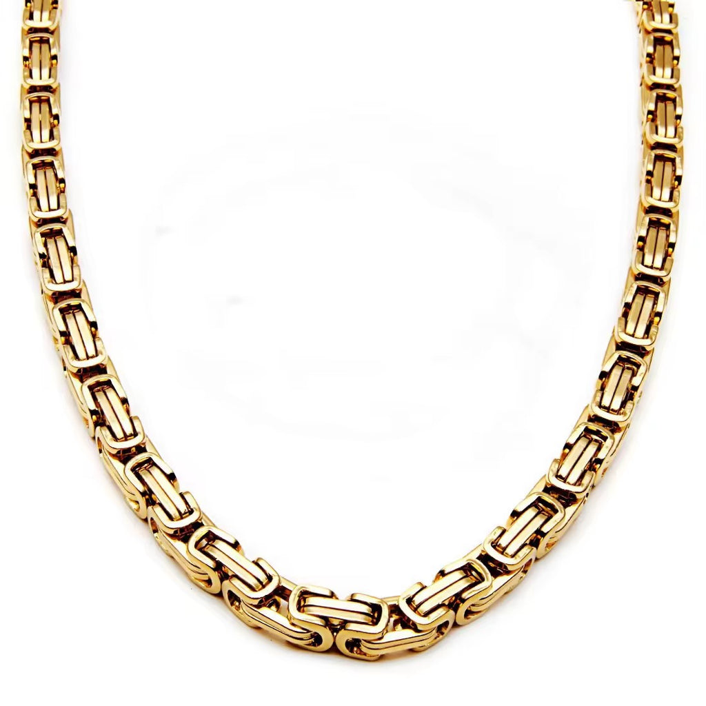Domineering Personality Men Jewellery Stainless Steel Heavy Necklace Gold plated (50cm / 8mm thickness)