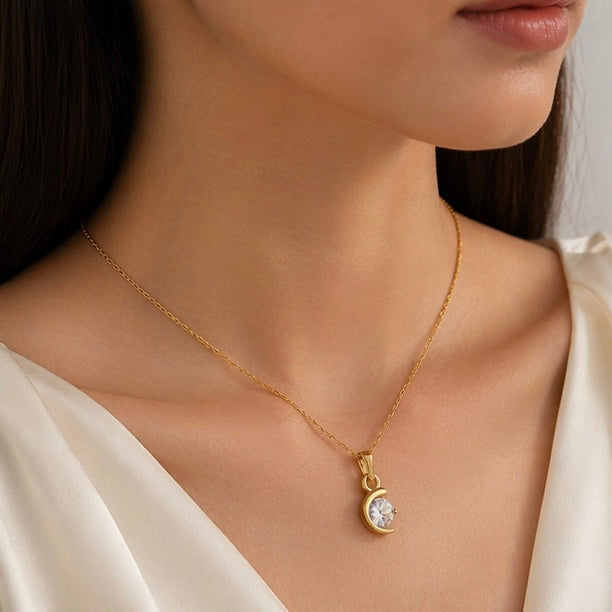 Dainty 18k Anti Tarnish Zircon Pendant Non Fading Jewellery (40+5cm)