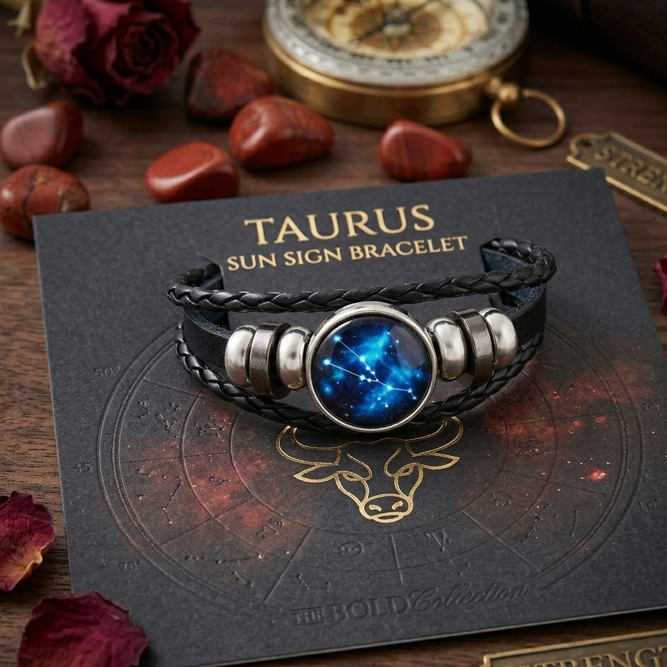 Handmade Woven 12 Zodiac Sign with Black Leather Bracelet for Men and Women for Casual wear