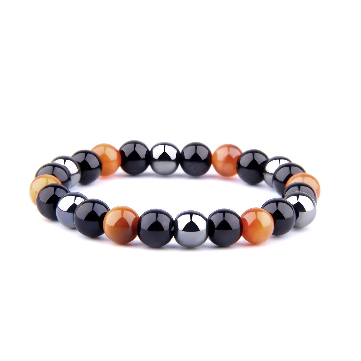 Tiger Eye & Hematite 8/10mm Natural Obsidian Bracelet