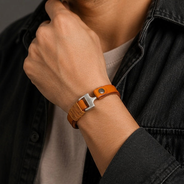 Alloy Cuff Anchor Lock Design Leather Bracelets