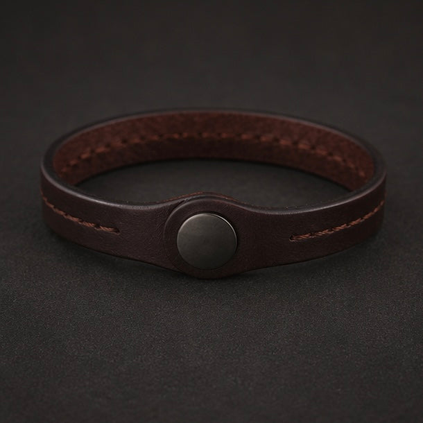 Vintage look simple design Genuine Leather bracelet bangle style for Men and Women