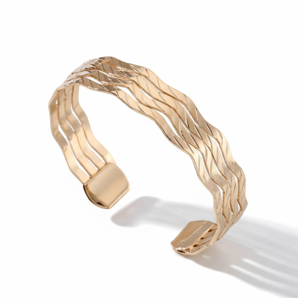 New Trendy Gold Plated Punk Style Bracelets for Women (Free Size)