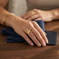 Adjustable Stainless Steel Women Rings Gold Plated 18k Anti Tarnishing (Free Size)