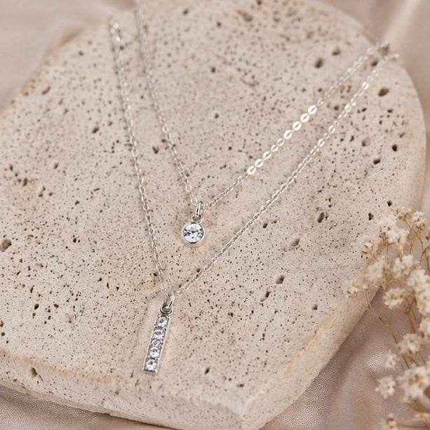 HOVANCI 18K PVD Double Layer with Zircon Pendent Dainty Choker
Necklace (40+5cm)