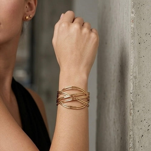 New Trendy Gold Plated Punk Style Bracelets for Women (Free Size)