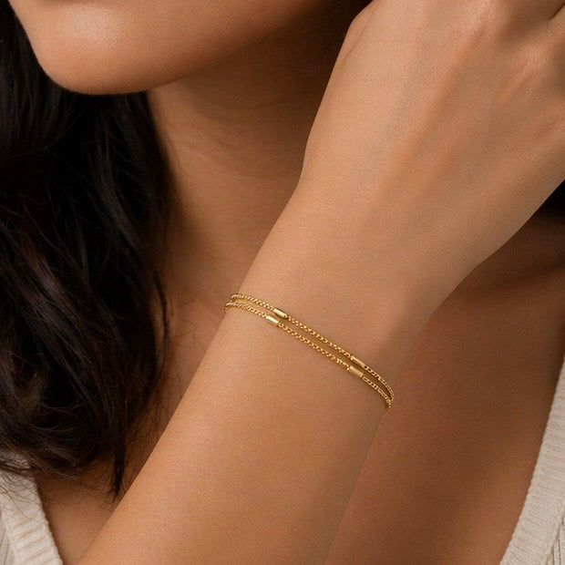 Stainless Steel Fade Resistant - Waterproof 18k Gold / Silver Plated Women Bracelet (Free Size)