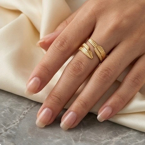 Adjustable Stainless Steel Women Rings Gold Plated 18k Anti Tarnishing (Free Size)