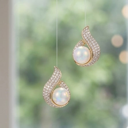 Maple Leaf Pearl Studs Earrings