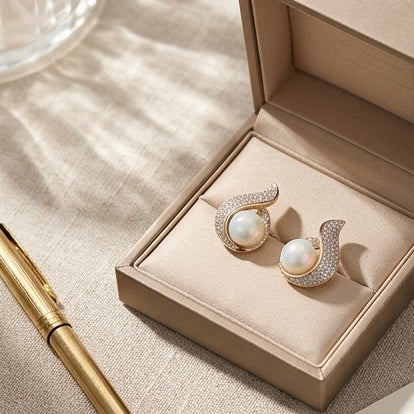 Maple Leaf Pearl Studs Earrings