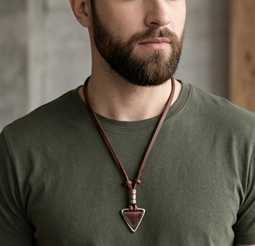 Vintage Look Necklace for Men with Alloy Triangle