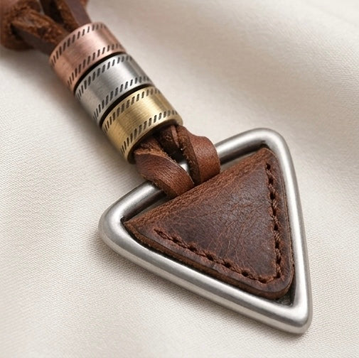Vintage Look Necklace for Men with Alloy Triangle