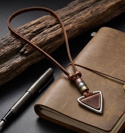Vintage Look Necklace for Men with Alloy Triangle