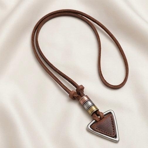 Vintage Look Necklace for Men with Alloy Triangle
