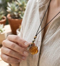 Brown Flower / Butterfly Pendant Necklace