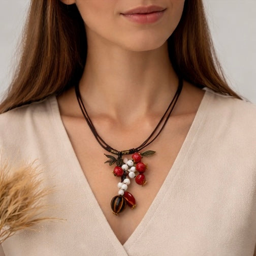 Pomegranate Style Pendant Necklace