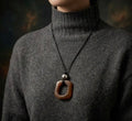 Stone / Steel Ball pendant with leather chain necklace
