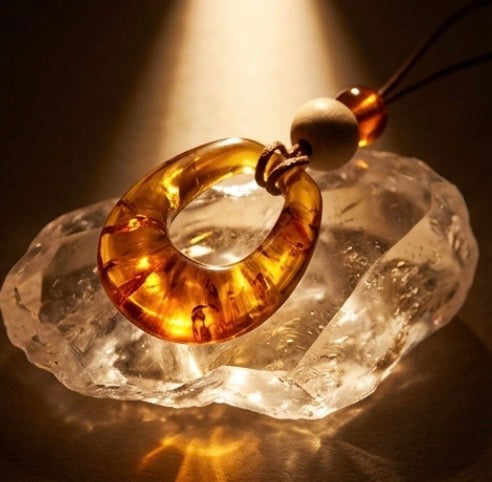 Gold Cat Stone / Black Ball pendant with leather chain necklace