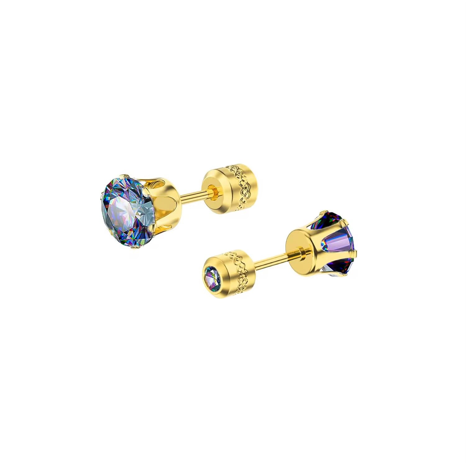 Unisex Zircon Studs Earrings (Double sided Diamonds)