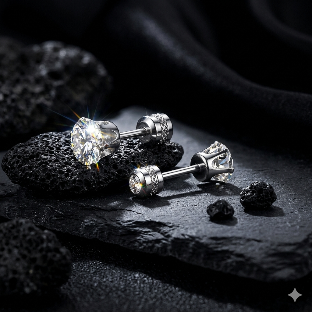 Unisex Zircon Studs Earrings (Double sided Diamonds)